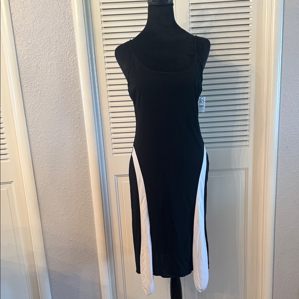 Jump Black Midi Dress with White Side Panels